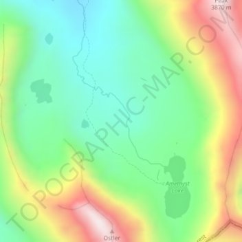 Mapa topográfico Amethyst Basin, altitud, relieve