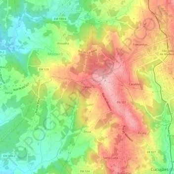 Mapa topográfico Fermil, altitud, relieve