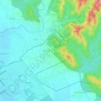 Mapa topográfico Khuda Ali Sher, altitud, relieve