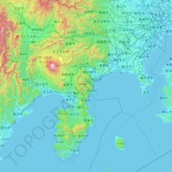 Mapa topográfico Ashigarashimo County, altitud, relieve