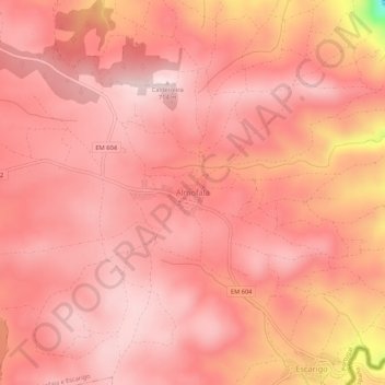 Mapa topográfico Almofala, altitud, relieve