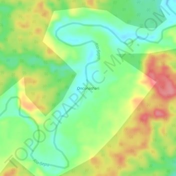 Mapa topográfico Onconashari, altitud, relieve
