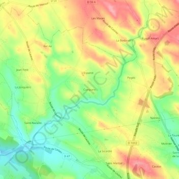 Mapa topográfico Campans, altitud, relieve