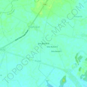 Mapa topográfico Sitio Bulod III, altitud, relieve
