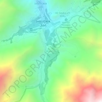 Mapa topográfico Aroumd, altitud, relieve