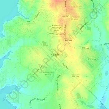 Mapa topográfico Heath, altitud, relieve