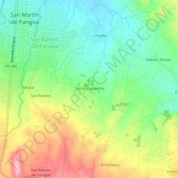 Mapa topográfico Casancho, altitud, relieve