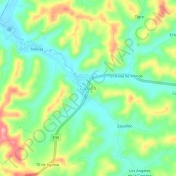 Mapa topográfico Zapallo, altitud, relieve
