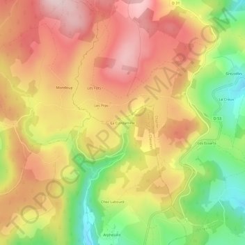 Mapa topográfico La Condamine, altitud, relieve