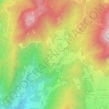 Mapa topográfico Les Guillets, altitud, relieve