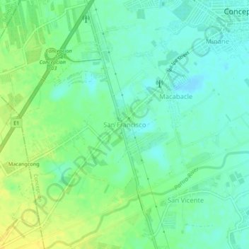 Mapa topográfico San Francisco, altitud, relieve