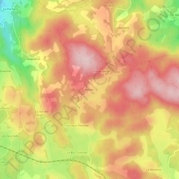 Mapa topográfico Bezeau, altitud, relieve