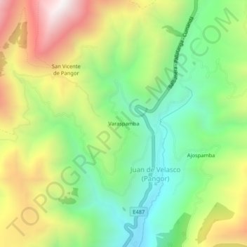 Mapa topográfico Varaspamba, altitud, relieve