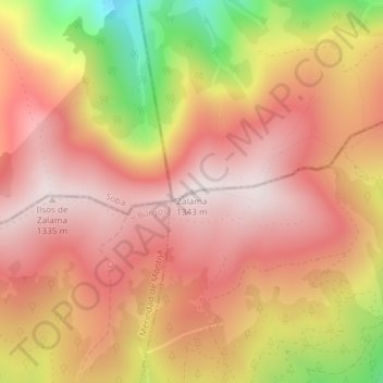 Mapa topográfico Zalama, altitud, relieve
