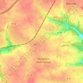 Mapa topográfico Mondétour, altitud, relieve