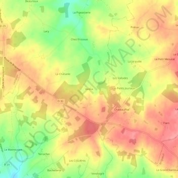 Mapa topográfico Verina, altitud, relieve