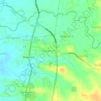 Mapa topográfico Mabalas-balas, altitud, relieve