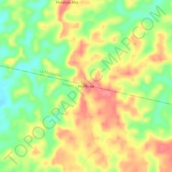 Mapa topográfico Hermosa, altitud, relieve