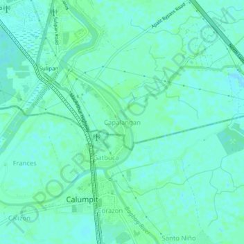 Mapa topográfico Capalangan, altitud, relieve