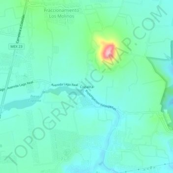 Mapa topográfico Copalita, altitud, relieve