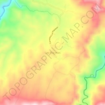 Mapa topográfico Las Placetas, altitud, relieve