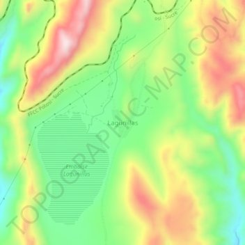 Mapa topográfico Lagunillas, altitud, relieve