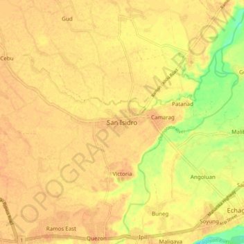 Mapa topográfico San Isidro, altitud, relieve