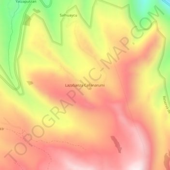 Mapa topográfico Lazabanza Callanarumi, altitud, relieve