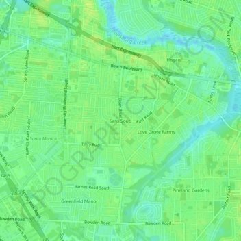 Mapa topográfico Sans Souci, altitud, relieve