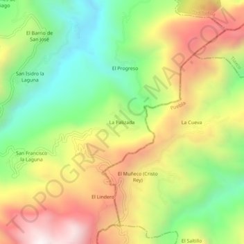 Mapa topográfico La Palizada, altitud, relieve