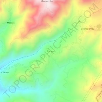 Mapa topográfico Nudpud, altitud, relieve