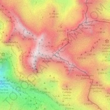 Mapa topográfico Torre Blanca, altitud, relieve