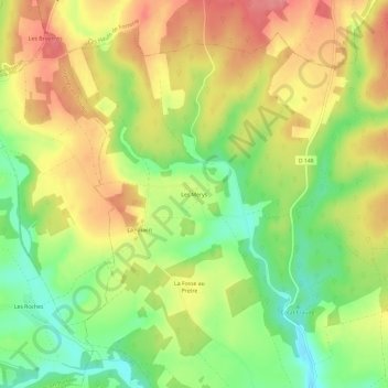 Mapa topográfico Les Merys, altitud, relieve