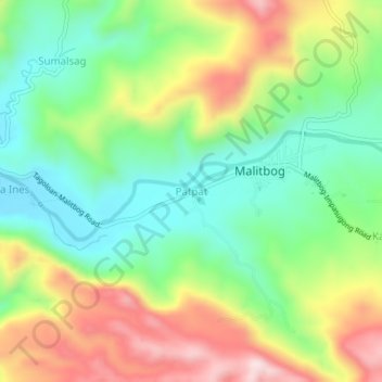 Mapa topográfico Patpat, altitud, relieve
