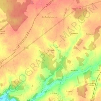 Mapa topográfico Les Tailles, altitud, relieve