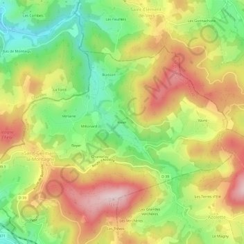 Mapa topográfico Rivier, altitud, relieve