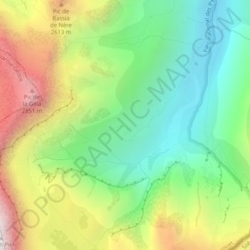 Mapa topográfico Escouerens, altitud, relieve
