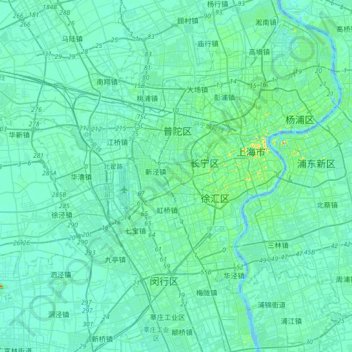Mapa topográfico 长宁区, altitud, relieve