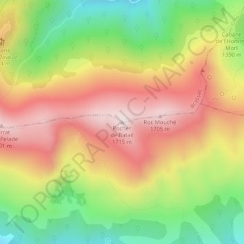 Mapa topográfico Rocher de Batail, altitud, relieve