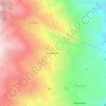 Mapa topográfico Ancomarca, altitud, relieve