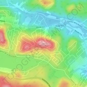Mapa topográfico Mont Alta, altitud, relieve
