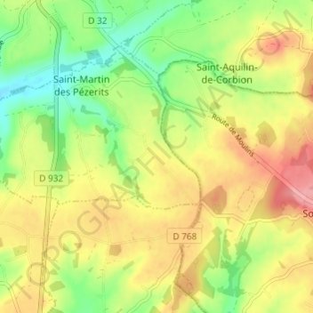 Mapa topográfico Le Val, altitud, relieve