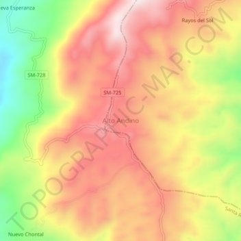 Mapa topográfico Alto Andino, altitud, relieve