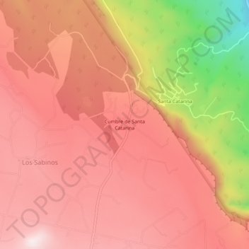 Mapa topográfico Cumbre de Santa Catarina, altitud, relieve