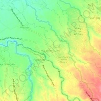 Mapa topográfico Malainen Luma, altitud, relieve