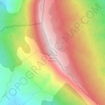 Mapa topográfico Le Serre Gros, altitud, relieve