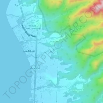 Mapa topográfico Patag, altitud, relieve