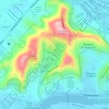 Mapa topográfico Vegetacion, altitud, relieve