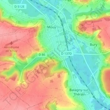 Mapa topográfico Fourneaux, altitud, relieve