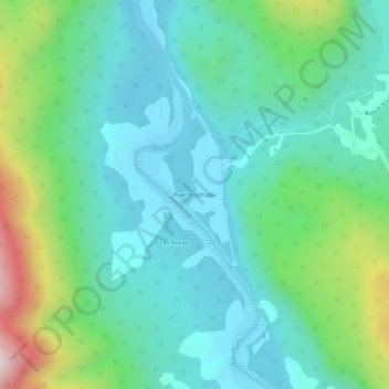 Mapa topográfico Puerto Urrutia, altitud, relieve